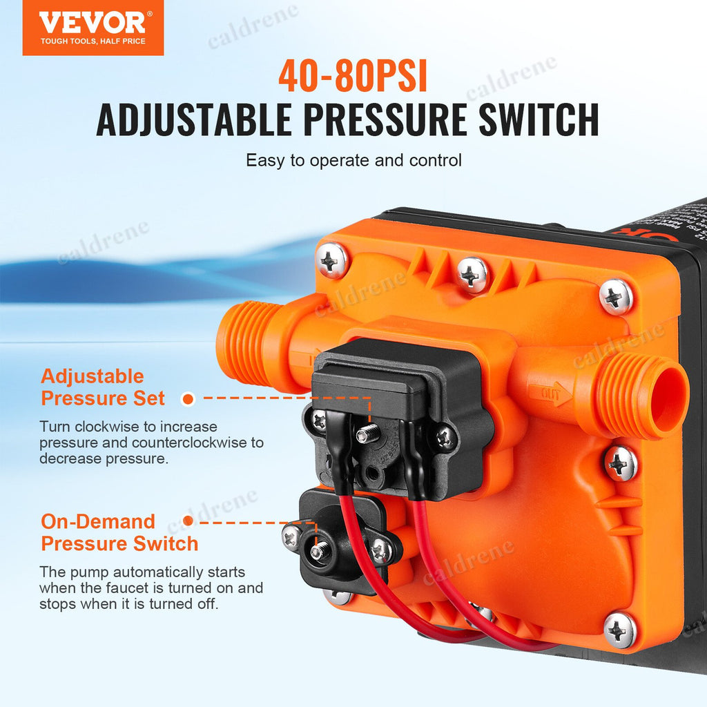 12V Self-Priming Diaphragm Water Pump 55 PSI for RV and Boat – view 3