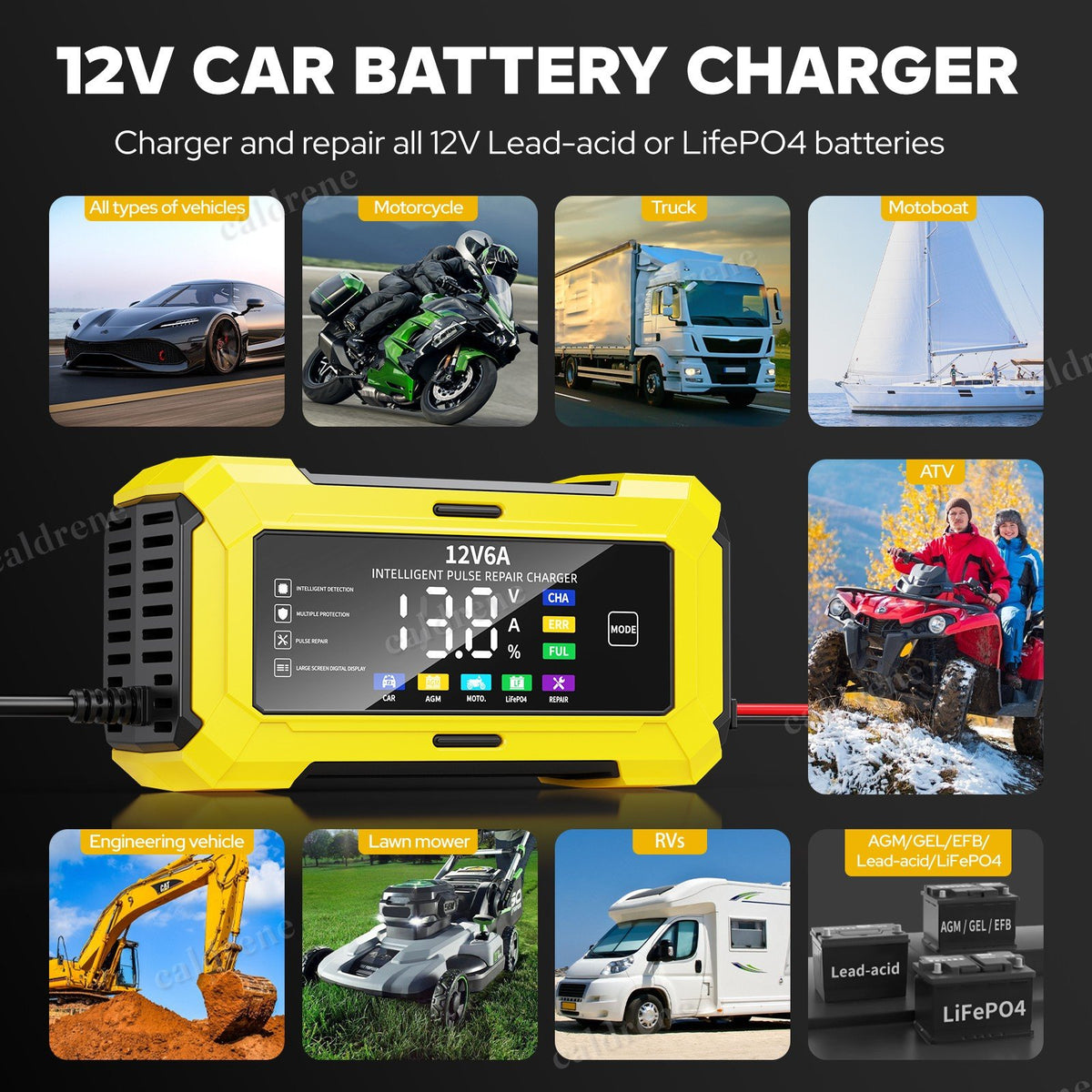 12V Smart Battery Charger Maintainer for Car and Lithium Batteries – view 2