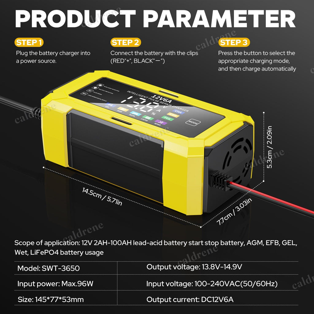 12V Smart Battery Charger Maintainer for Car and Lithium Batteries – view 3