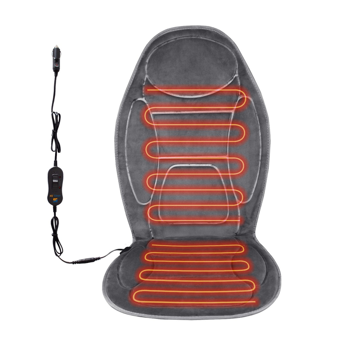 12V Universal Heated Car Seat Cover Suede Gray