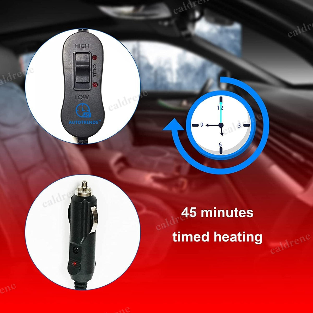 12V Universal Heated Car Seat Cover Suede Gray – view 5