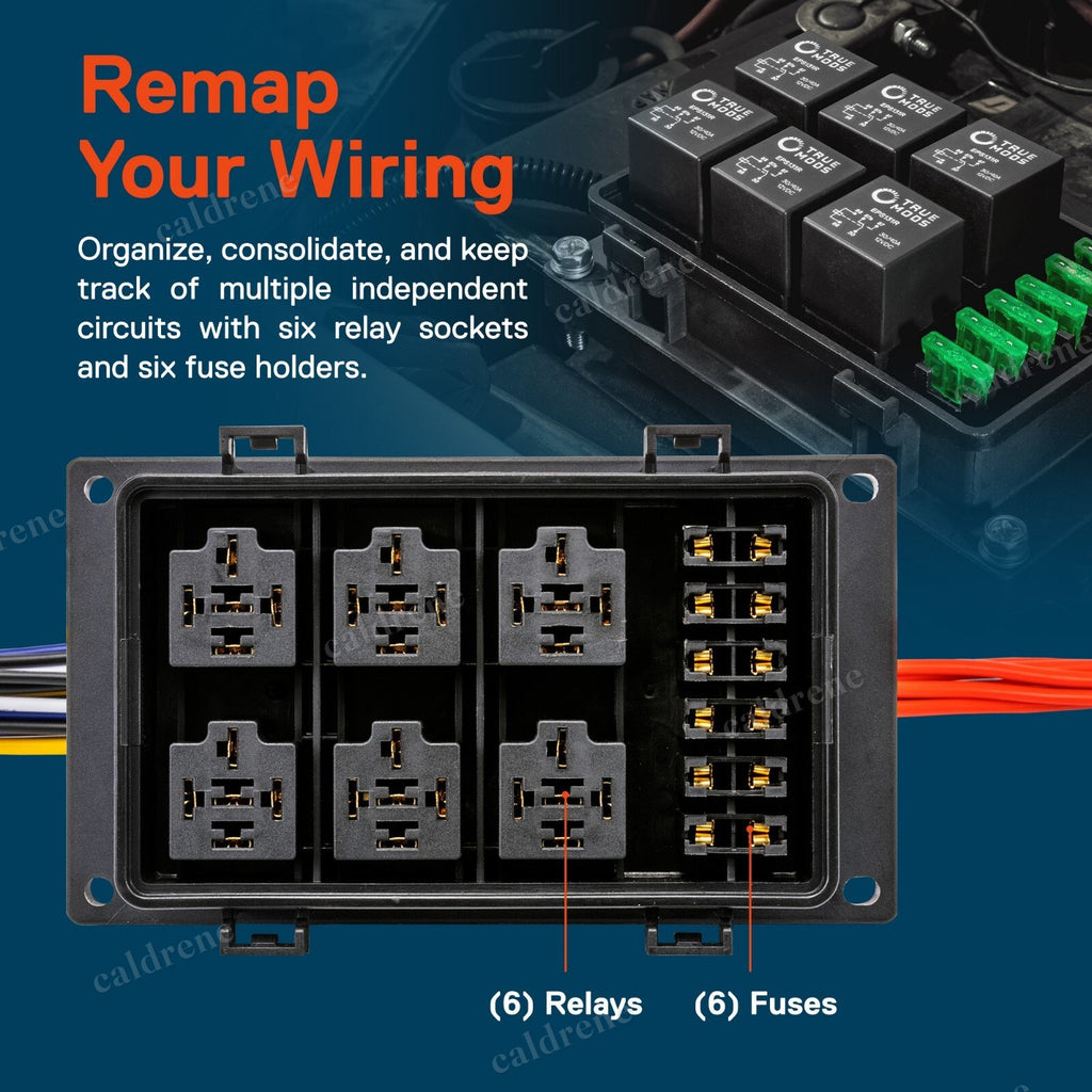12V Waterproof 6-Way ATO Fuse Relay Box with Harness, Marine – view 2