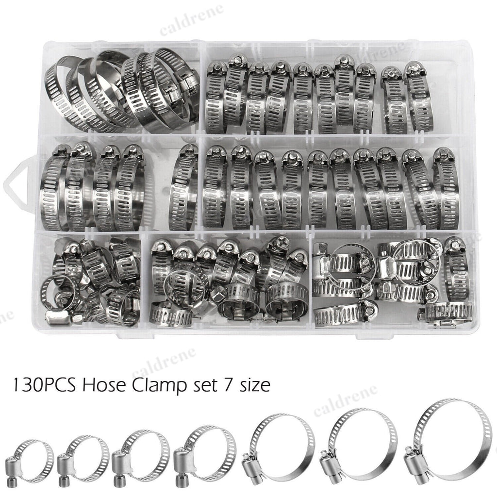 130 Piece Stainless Steel Worm Gear Hose Clamp Assortment – view 2