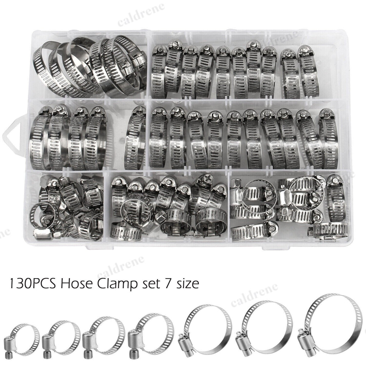 130 Piece Stainless Steel Worm Gear Hose Clamp Assortment – view 2