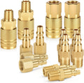 14 Piece Brass 1/4 NPT Air Compressor Quick Coupler Fittings Kit