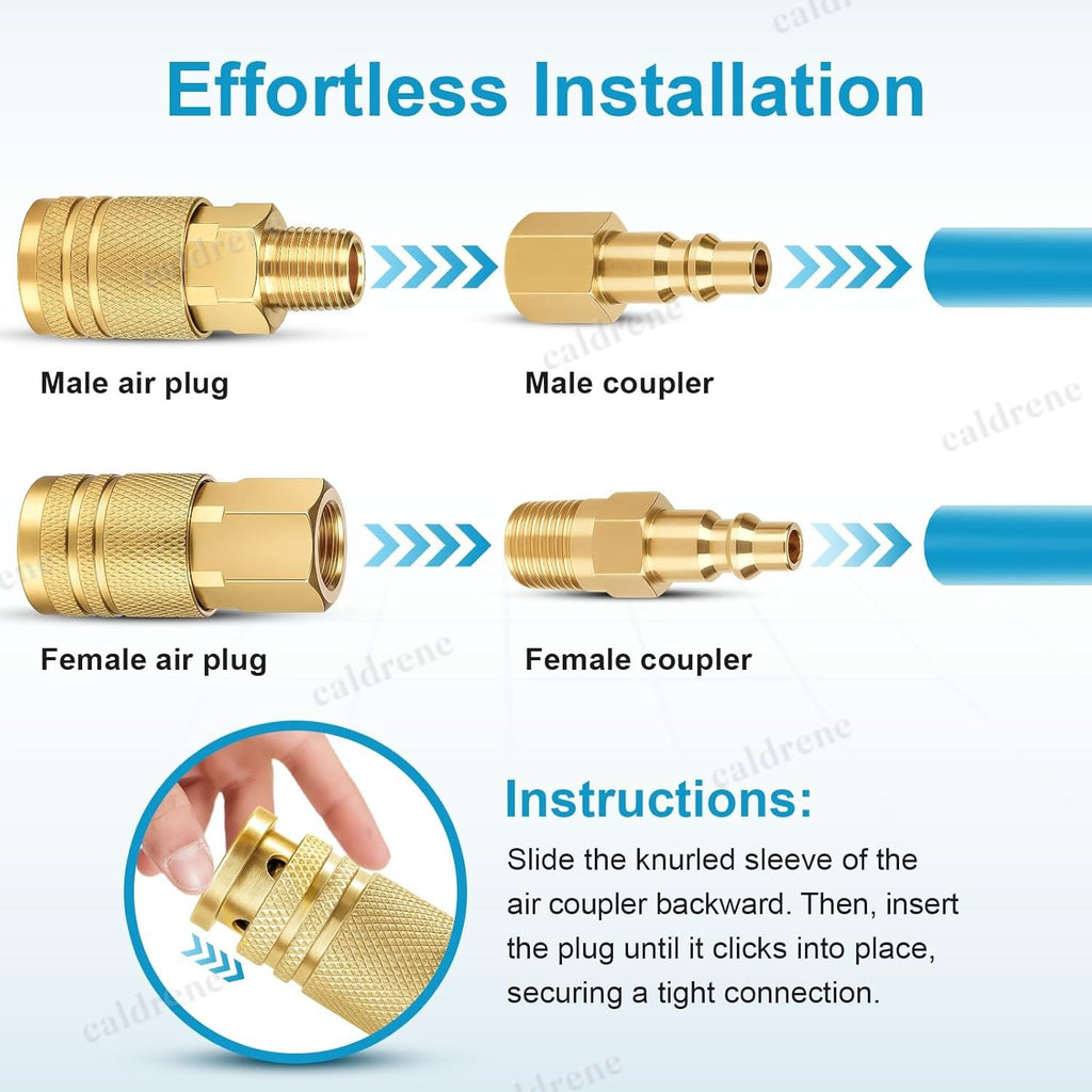 14 Piece Brass 1/4 NPT Air Compressor Quick Coupler Fittings Kit – view 4