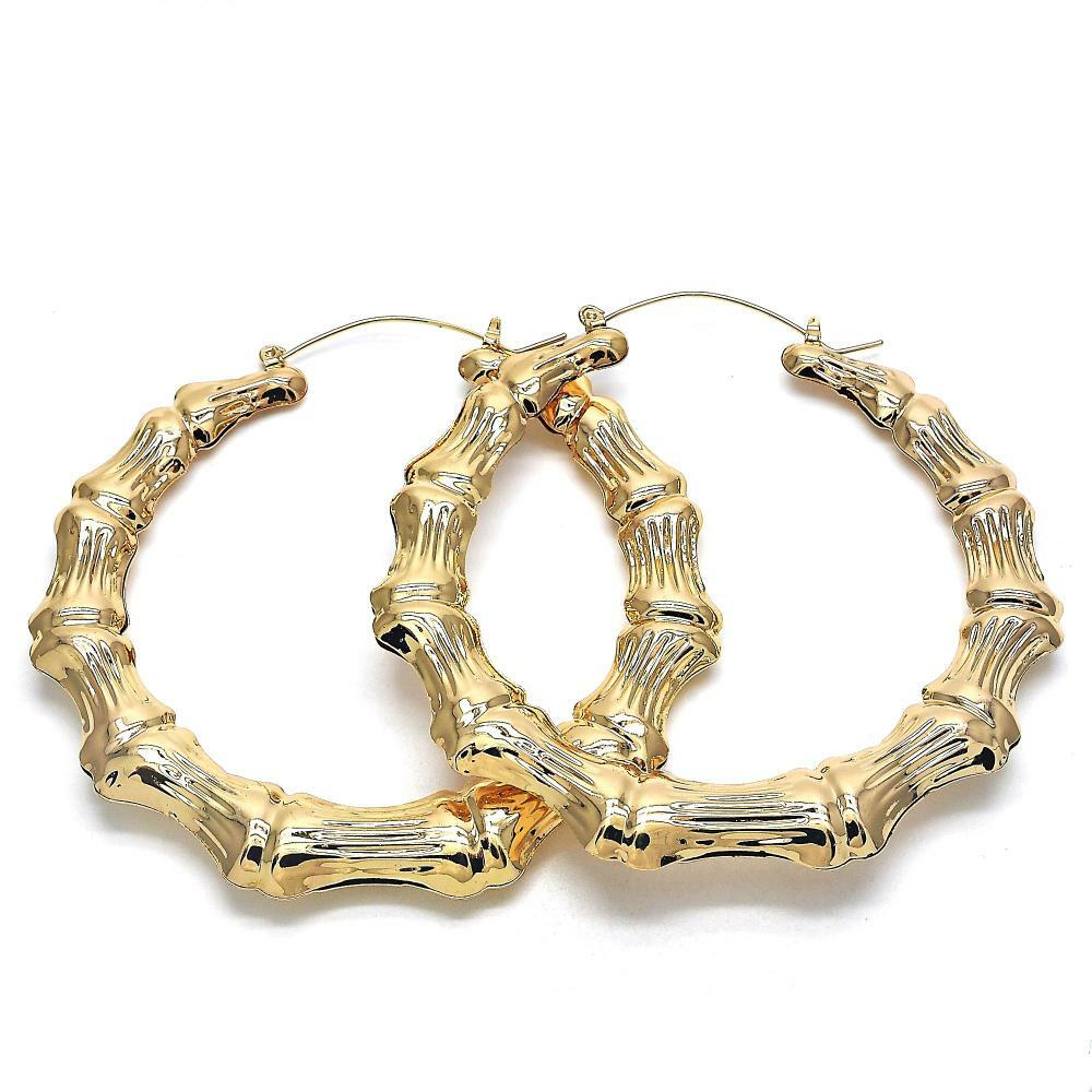 14K Gold Filled Bamboo Hoop Earrings