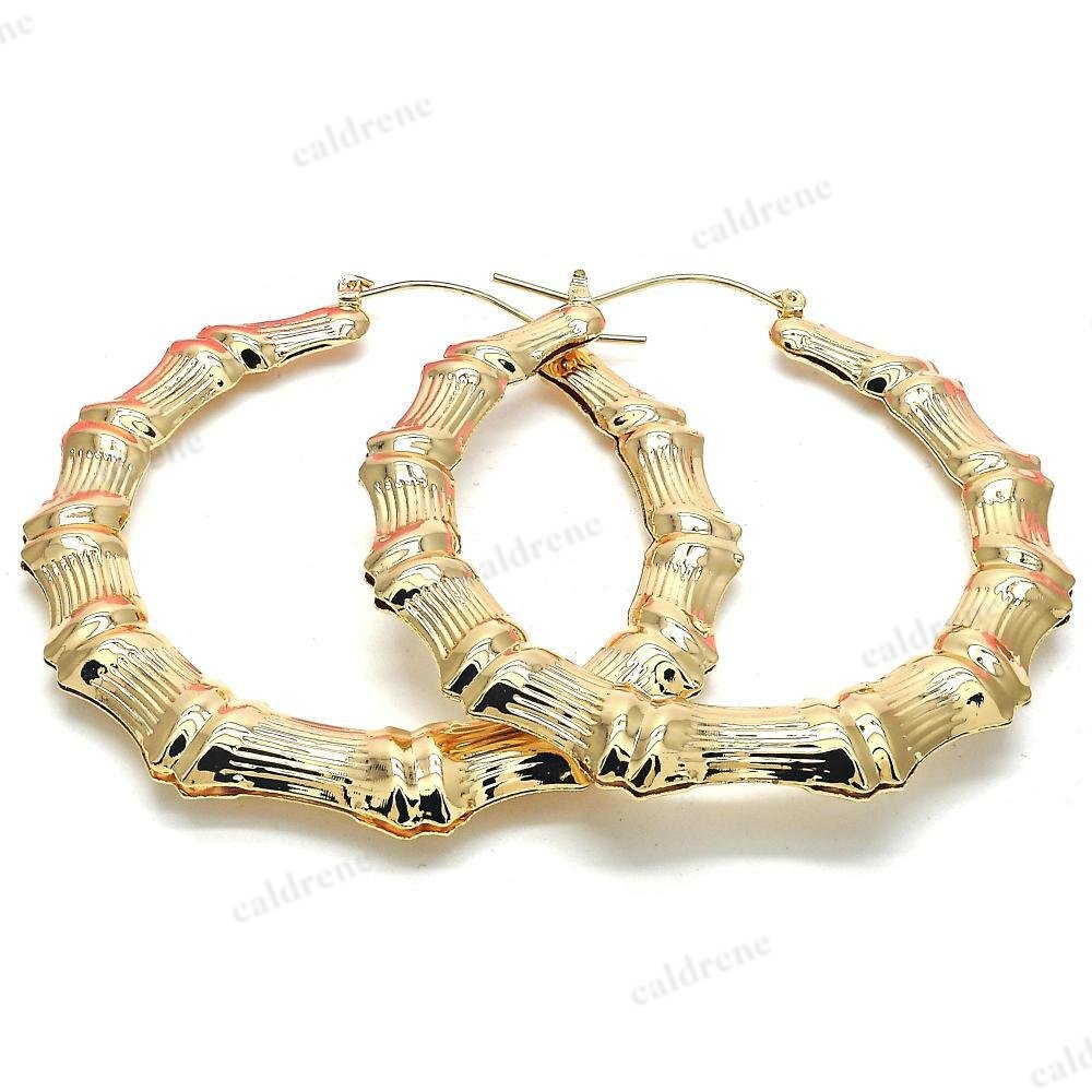 14K Gold Filled Bamboo Hoop Earrings – view 2