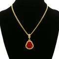 14K Gold Plated Red Jade Buddha Pendant Necklace