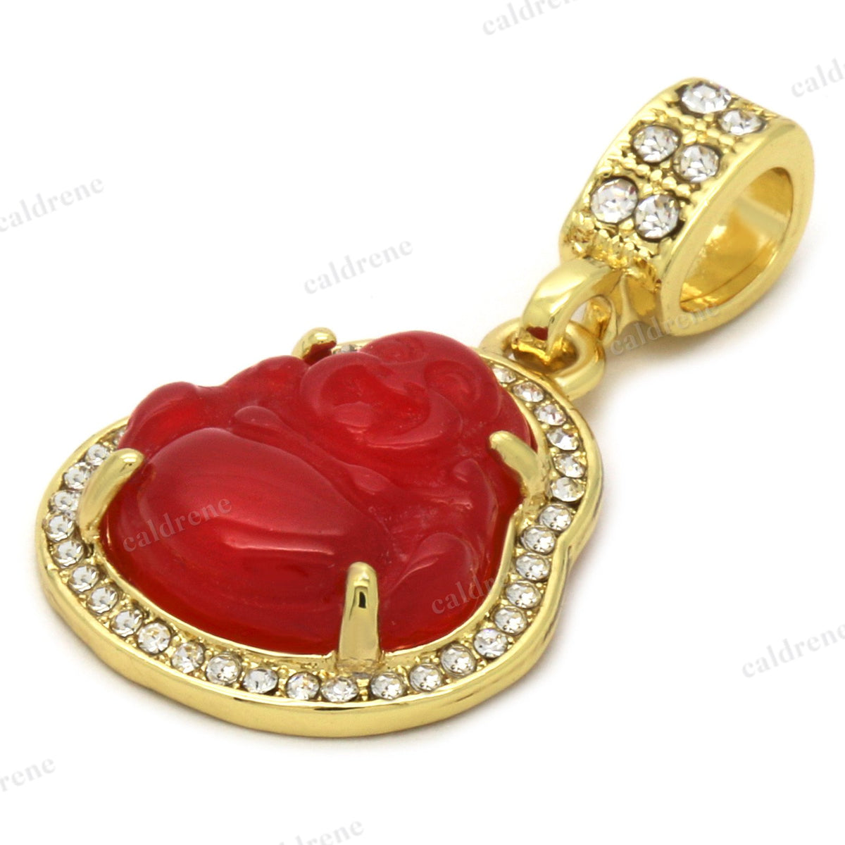 14K Gold Plated Red Jade Buddha Pendant Necklace – view 2