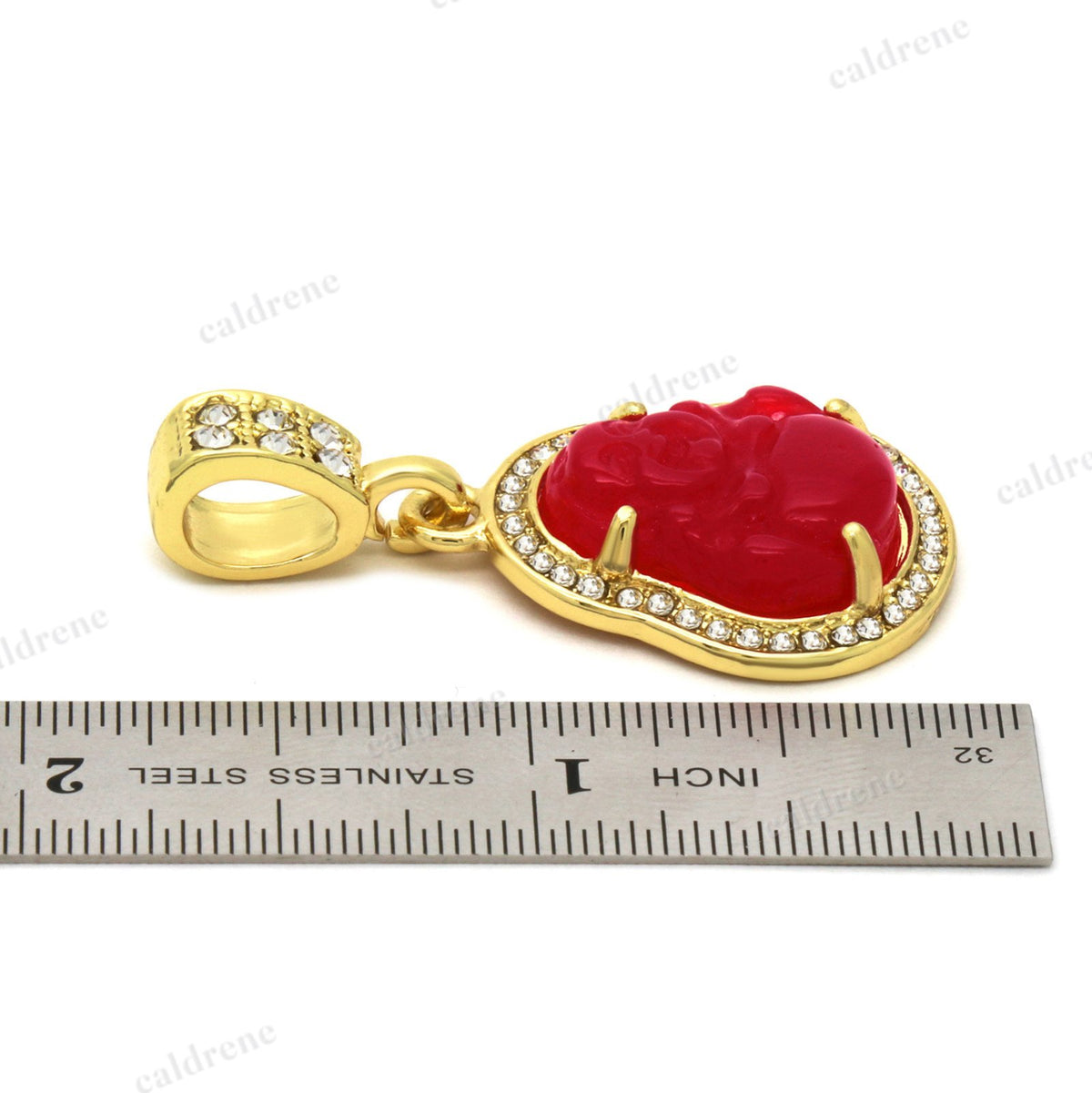 14K Gold Plated Red Jade Buddha Pendant Necklace – view 5