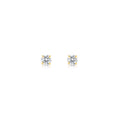 14K Solid Gold Solitaire Round CZ Sleeper Stud Earrings