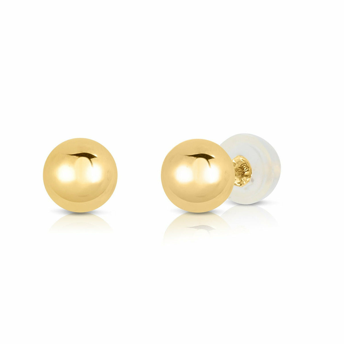 14K Solid Yellow Gold Polished Ball Stud Earrings