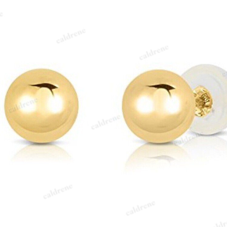 14K Solid Yellow Gold Polished Ball Stud Earrings – view 3