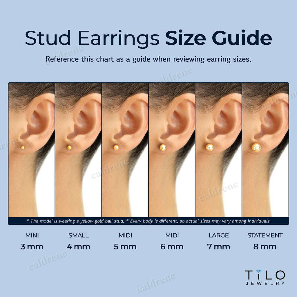 14K Solid Yellow Gold Polished Ball Stud Earrings – view 5