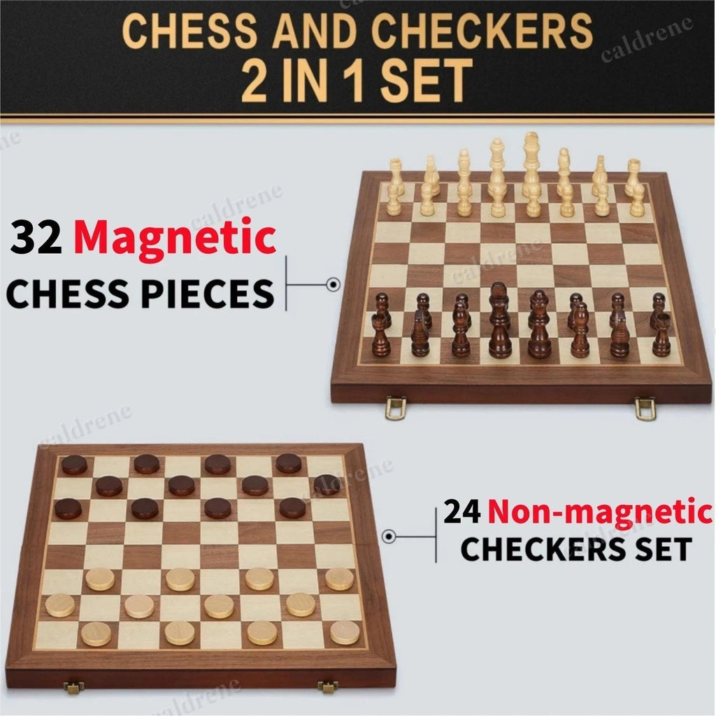 15-Inch Wooden Magnetic Chess and Checkers 2-in-1 Set – view 2