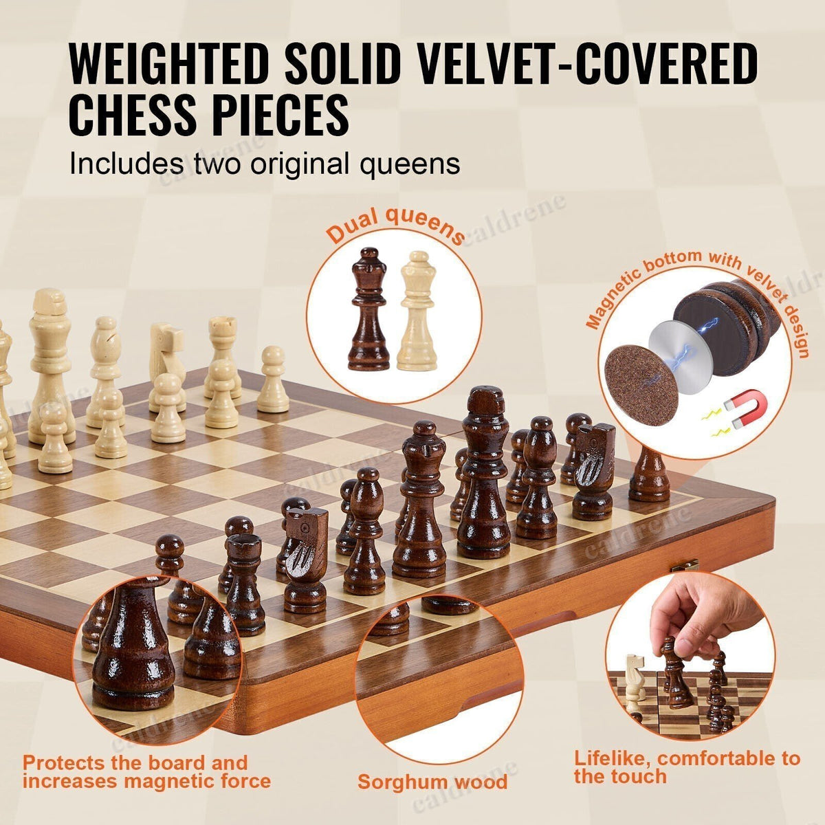 15-Inch Wooden Magnetic Chess and Checkers 2-in-1 Set – view 6