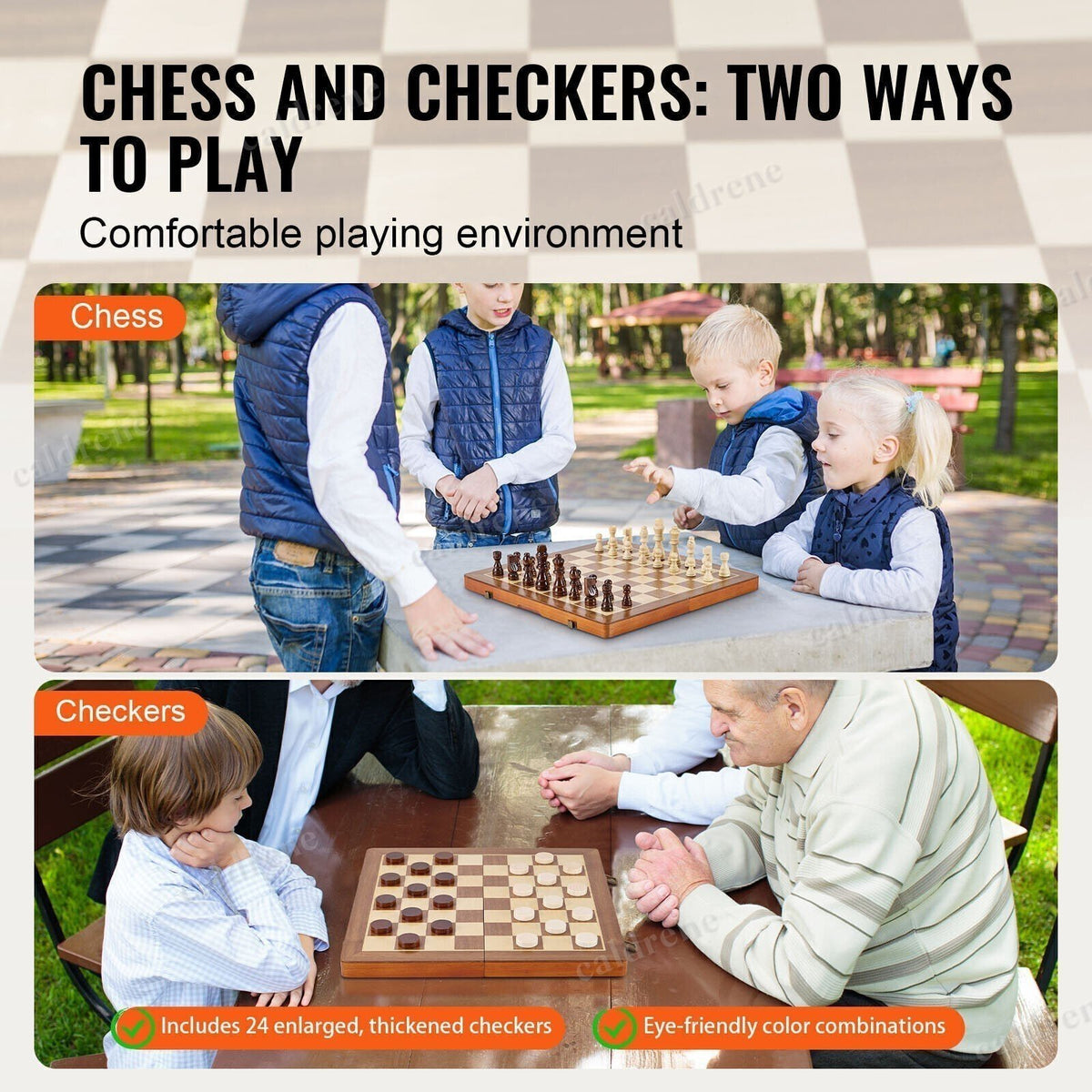 15-Inch Wooden Magnetic Chess and Checkers 2-in-1 Set – view 7