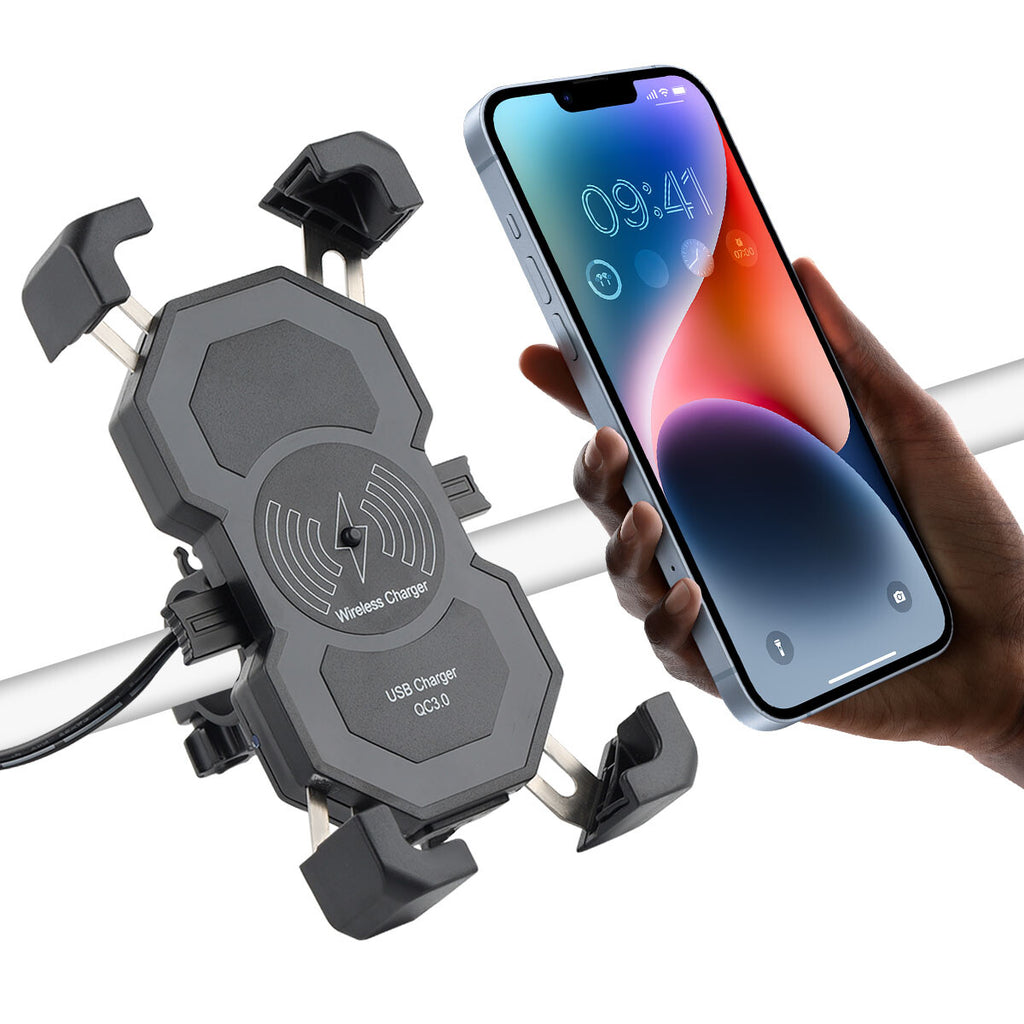 15W Wireless Charger Phone Holder Mount for Motorcycle Handlebar