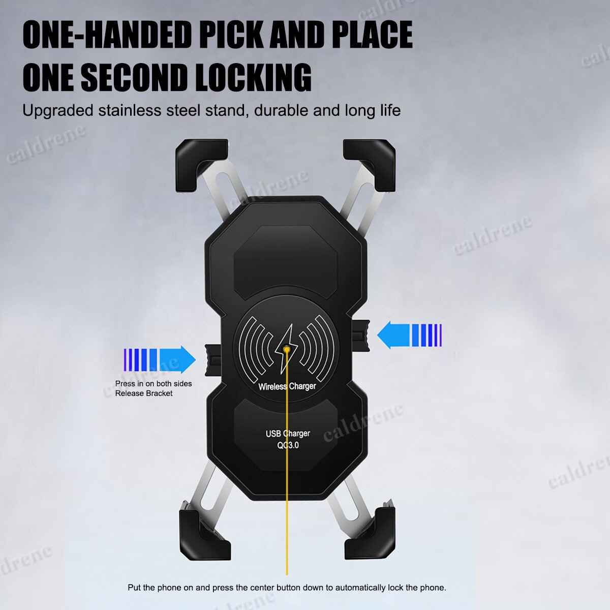 15W Wireless Charger Phone Holder Mount for Motorcycle Handlebar – view 4