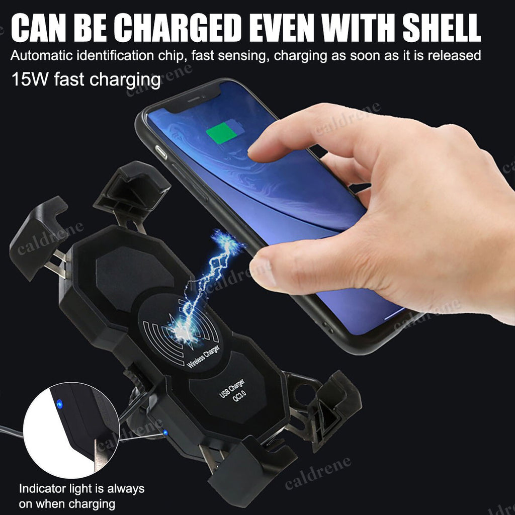 15W Wireless Charger Phone Holder Mount for Motorcycle Handlebar – view 7