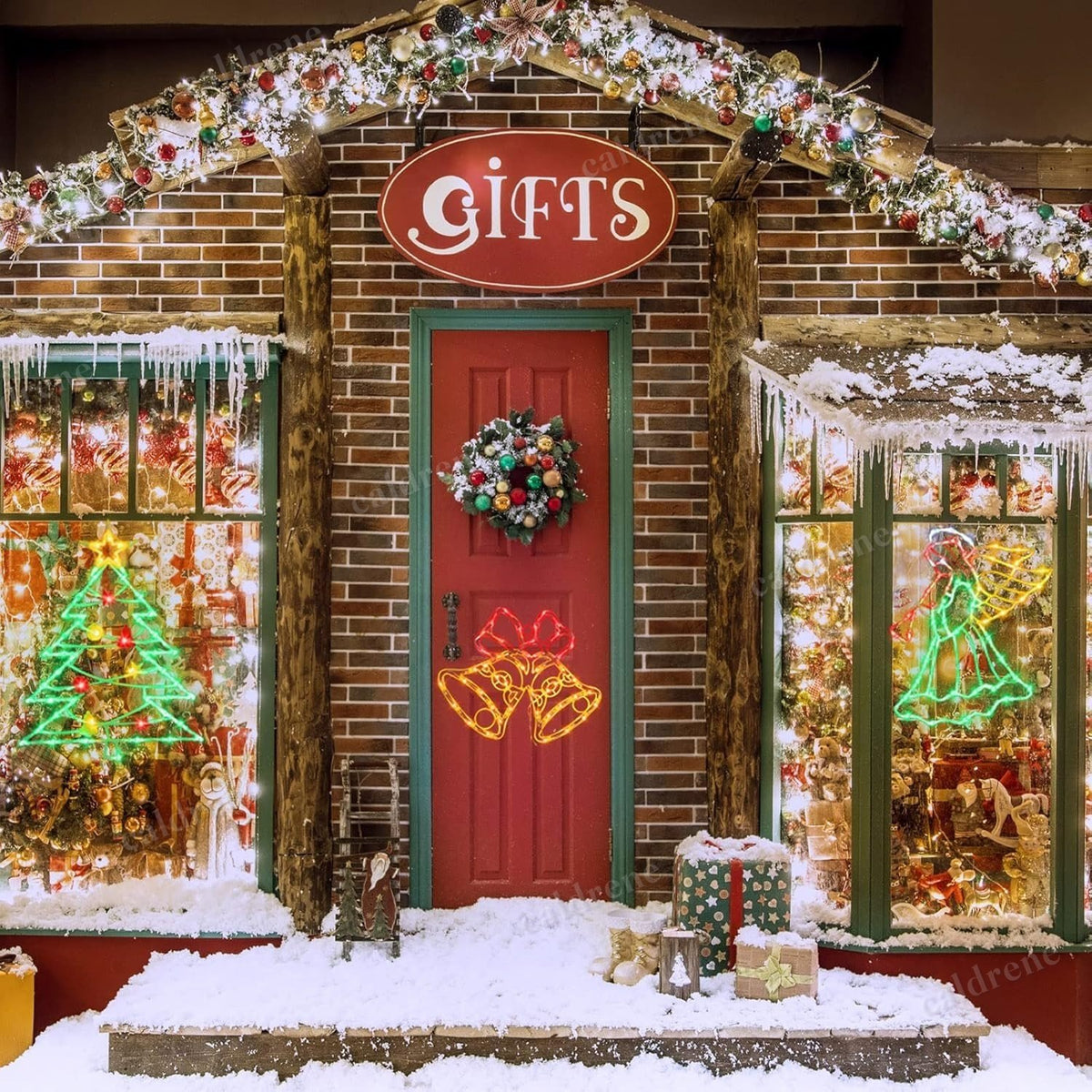 16 Inch Christmas Window Silhouette Lights Deer Bell Angel Snowman, 4 Pack – view 5