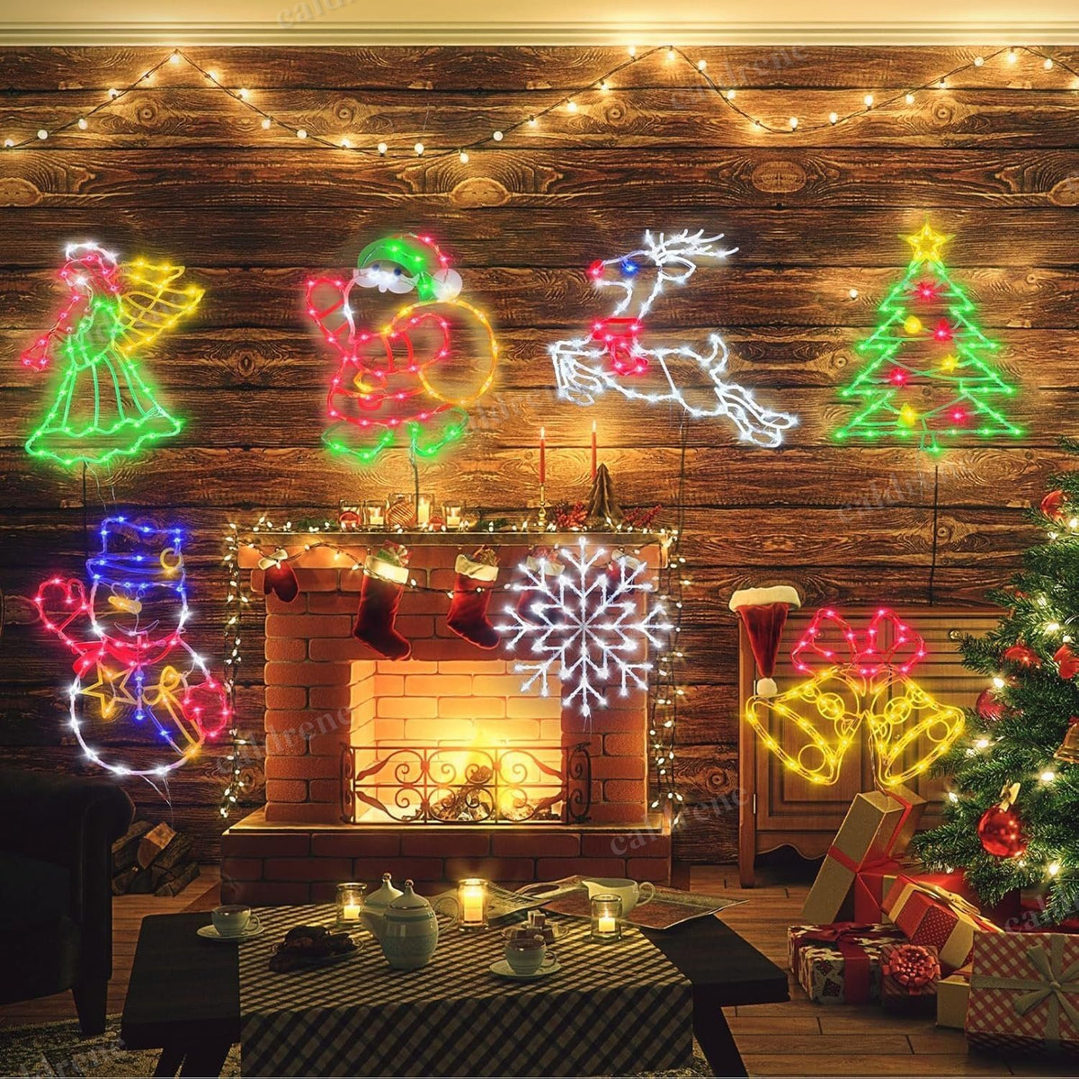 16 Inch Christmas Window Silhouette Lights Deer Bell Angel Snowman, 4 Pack – view 8