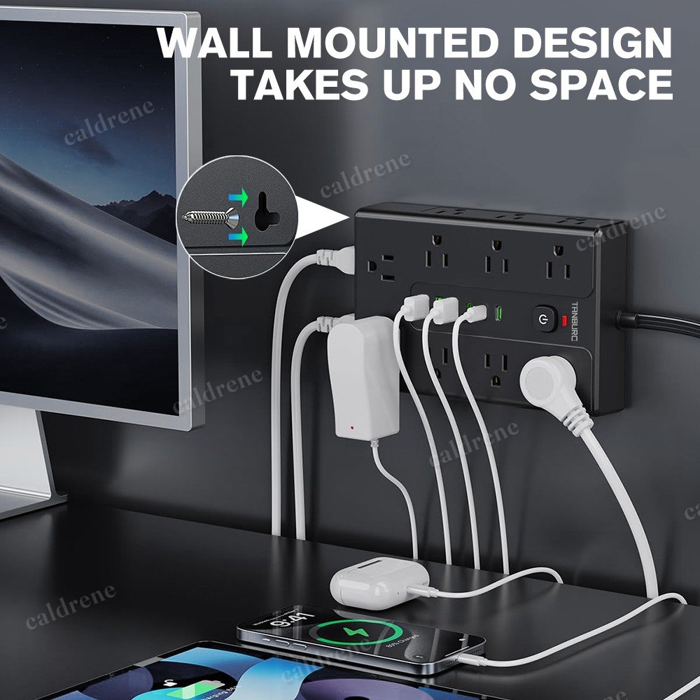 16-Outlet Flat Plug Power Strip with USB Ports and Surge Protection – view 2