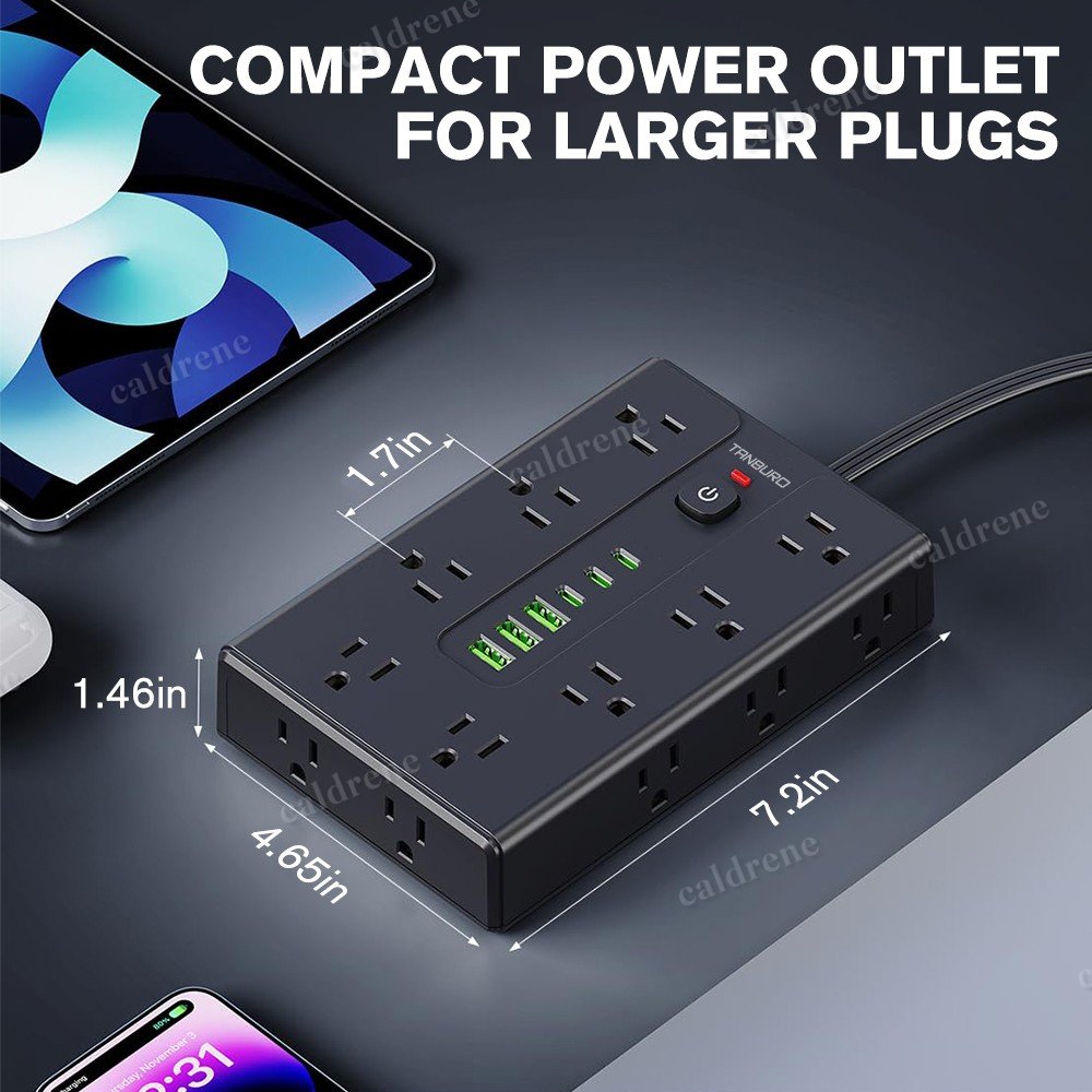 16-Outlet Flat Plug Power Strip with USB Ports and Surge Protection – view 8