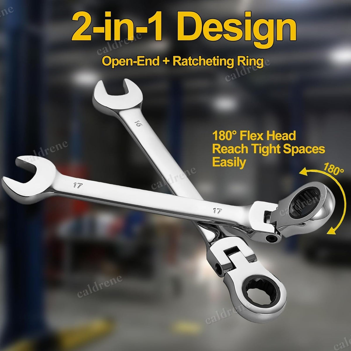 16 Piece Flexible Head Ratcheting Wrench Set, 6-22mm – view 3
