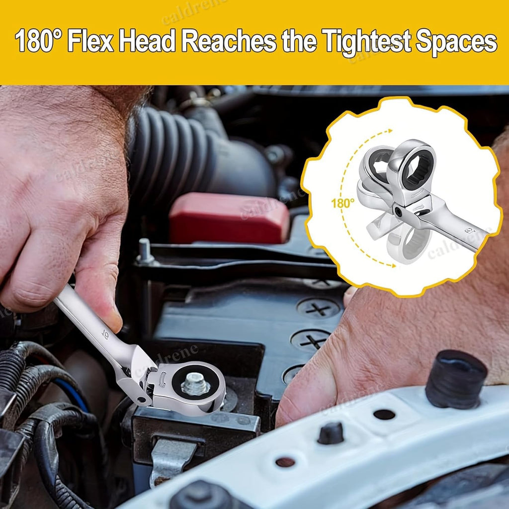 16 Piece Flexible Head Ratcheting Wrench Set, 6-22mm – view 7