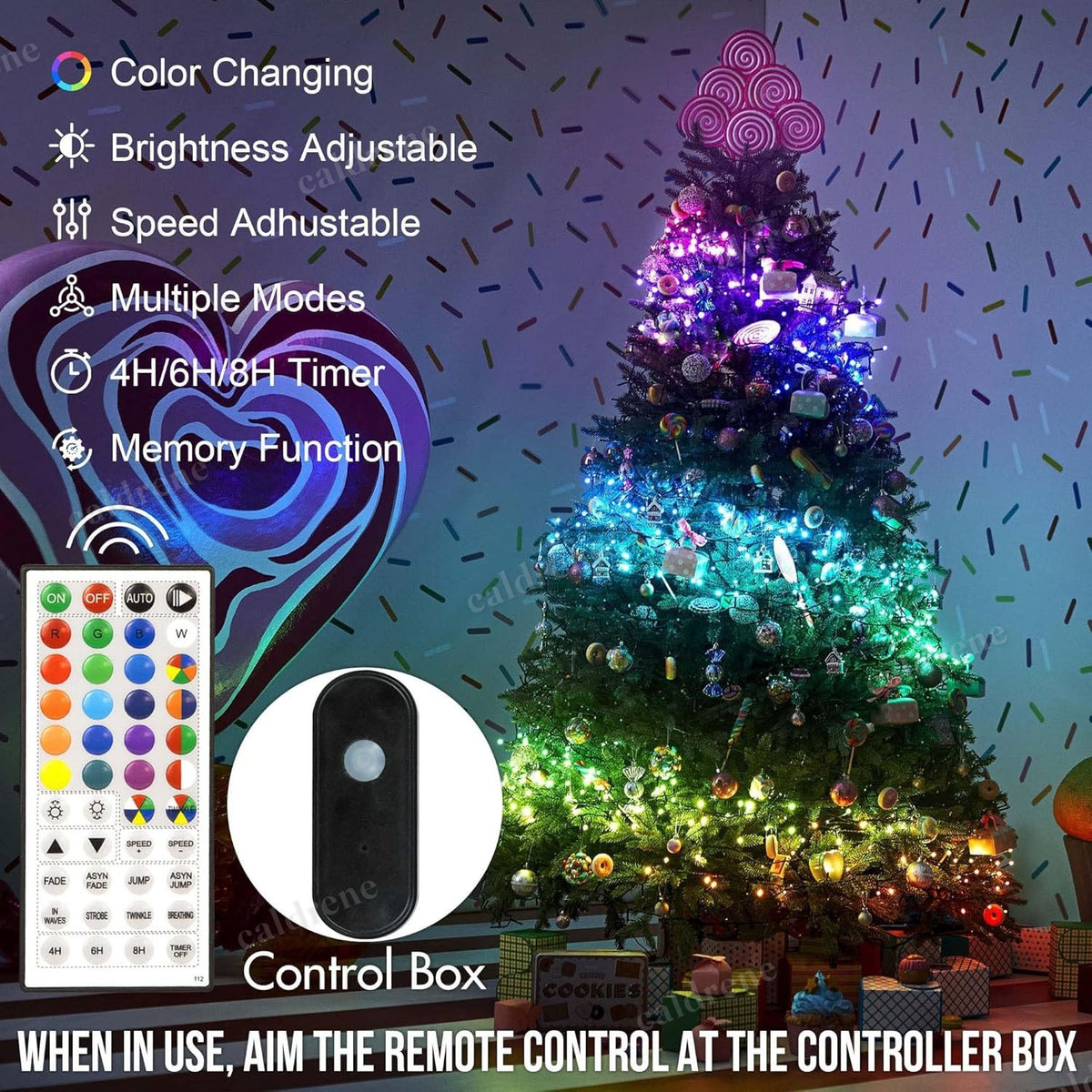 164ft 500 LED RGB Color Changing Christmas Lights with Remote – view 2