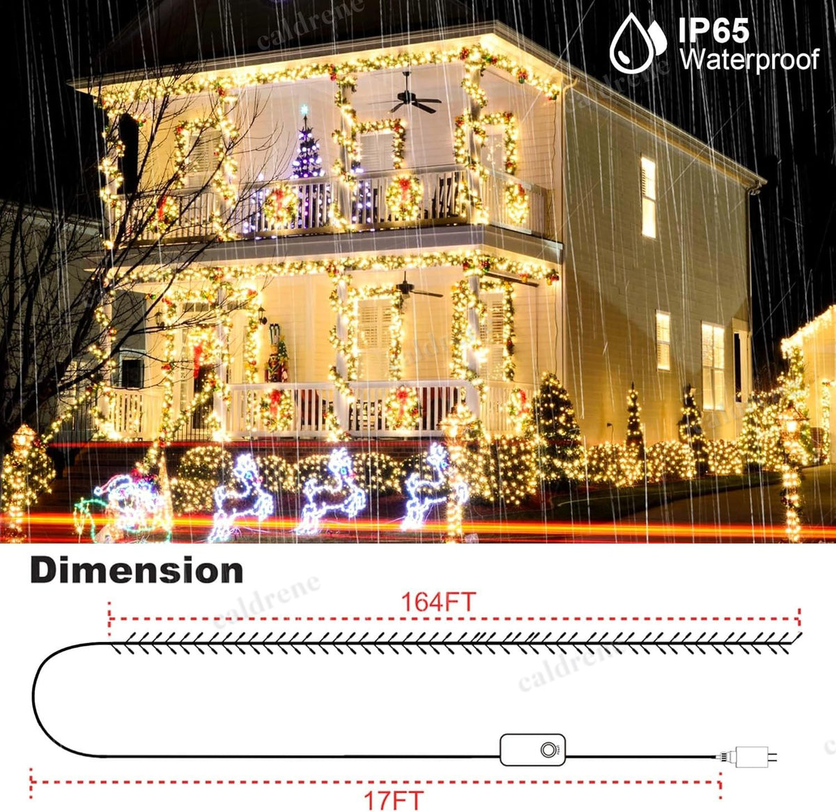 164ft 500 LED RGB Color Changing Christmas Lights with Remote – view 3