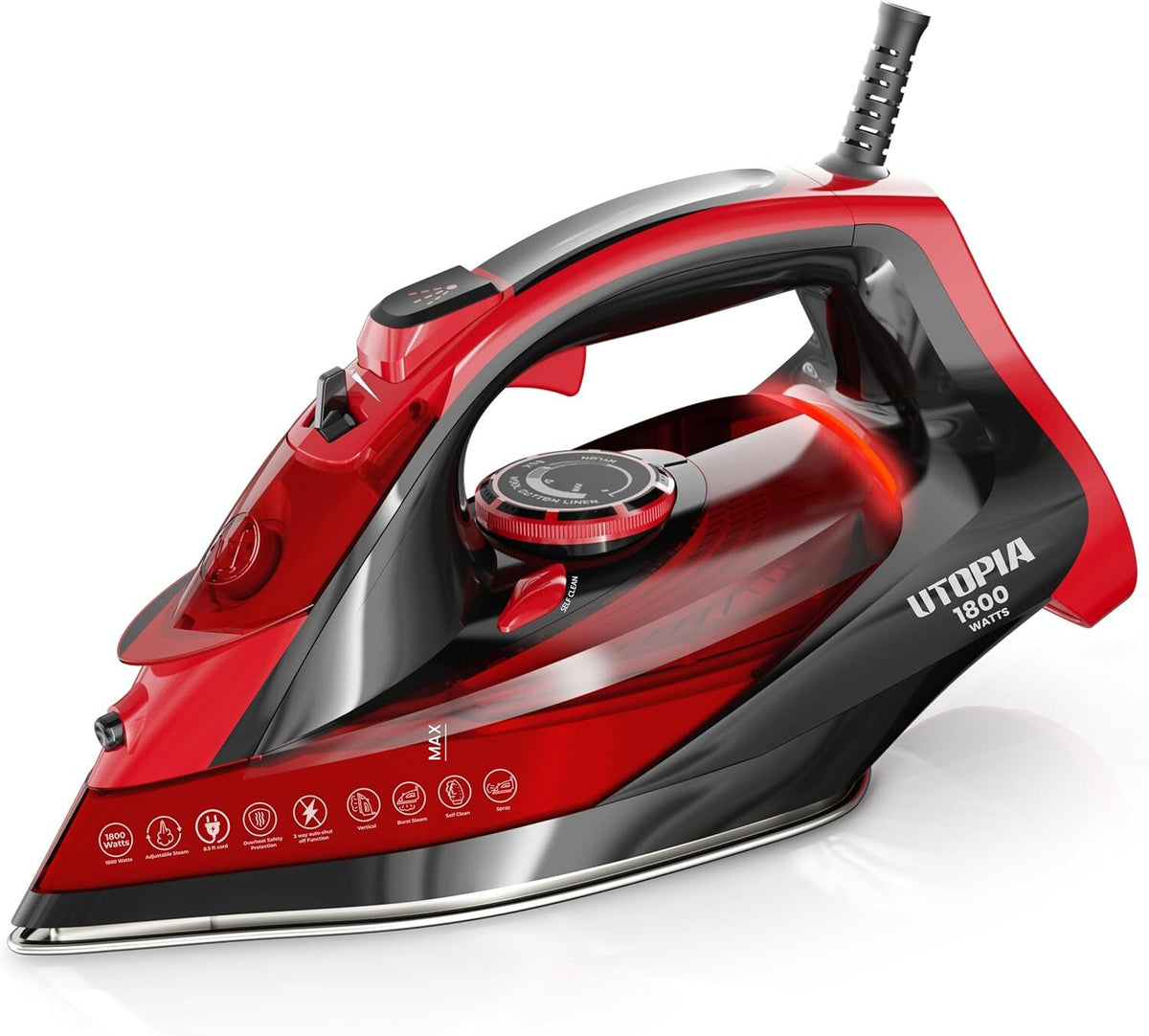 1800W Steam Iron with Non-Stick Soleplate