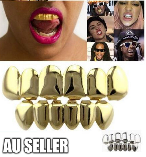 18k Gold Plated Grillz Set for Teeth in 3 Colors