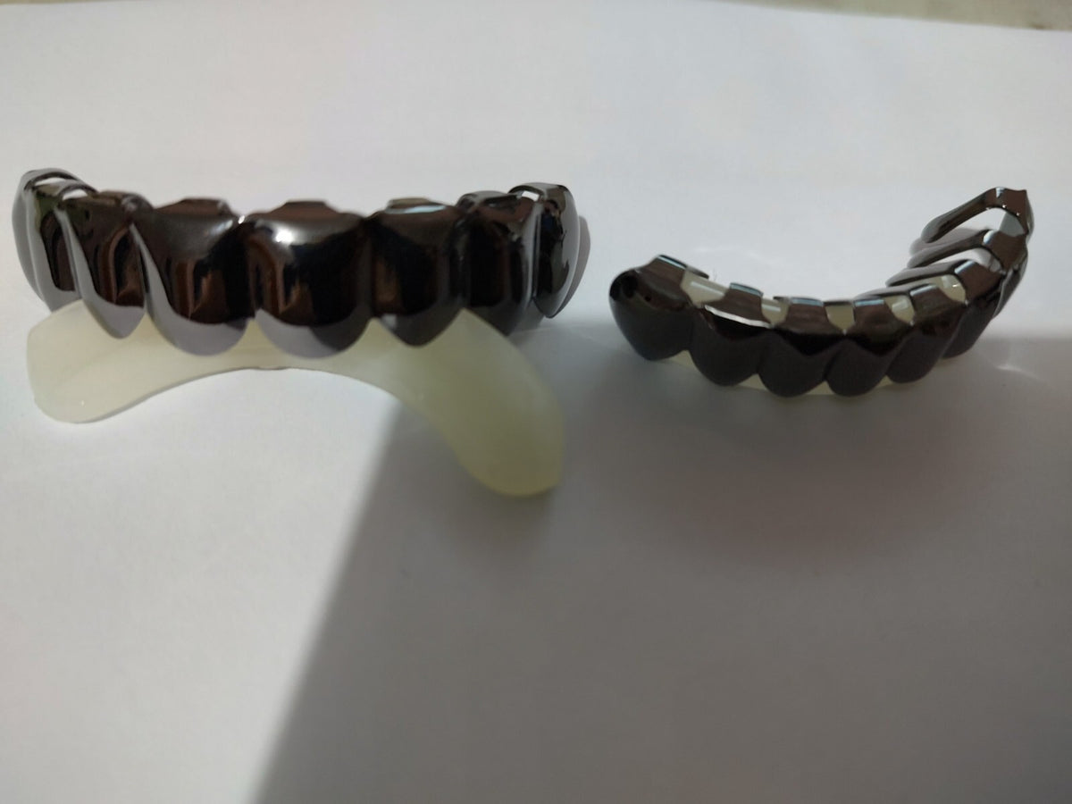 18k Gold Plated Grillz Set for Teeth in 3 Colors – Black