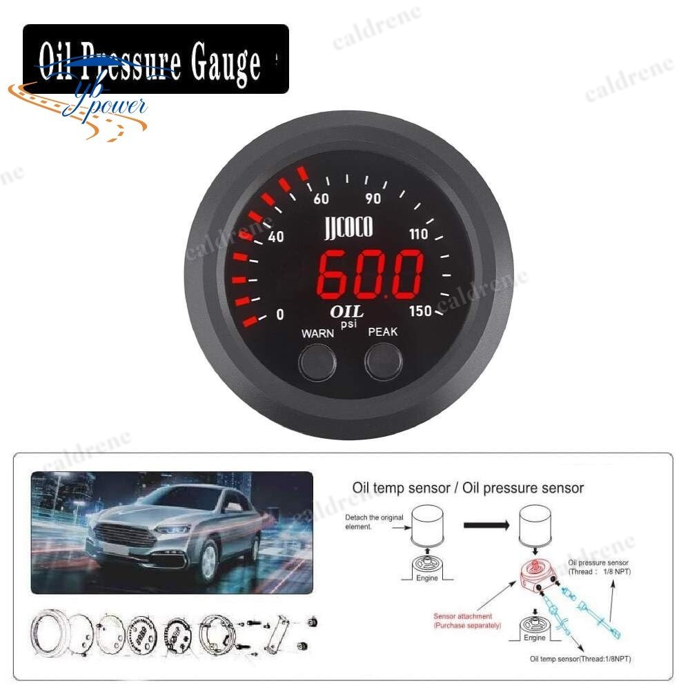 2 Inch Digital Oil Pressure Gauge, 0-150 PSI, Red Display – view 2