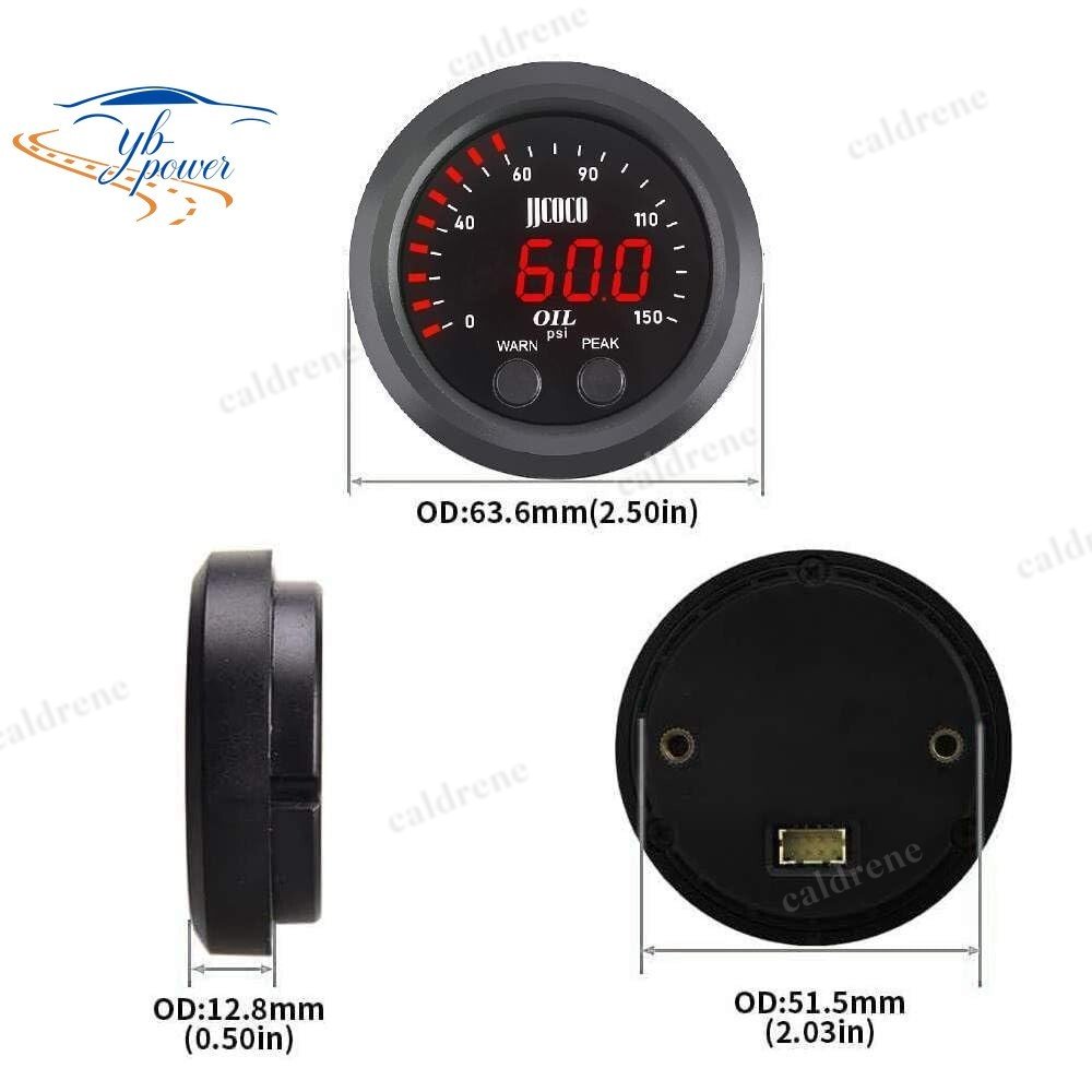 2 Inch Digital Oil Pressure Gauge, 0-150 PSI, Red Display – view 4