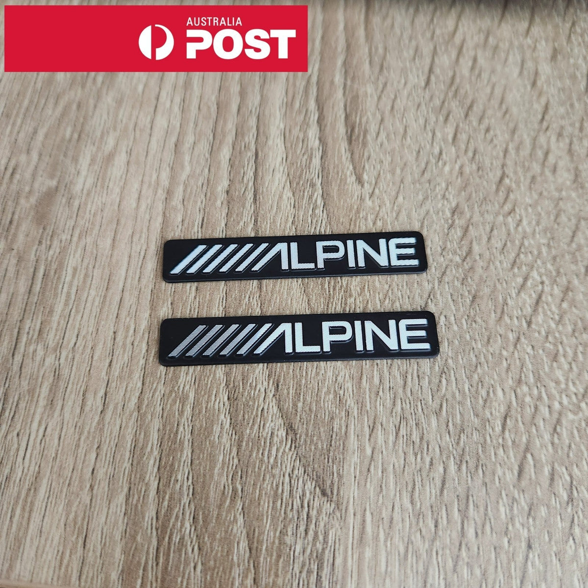 2 x Alpine Badge Speaker Sticker Emblem with Adhesive Back