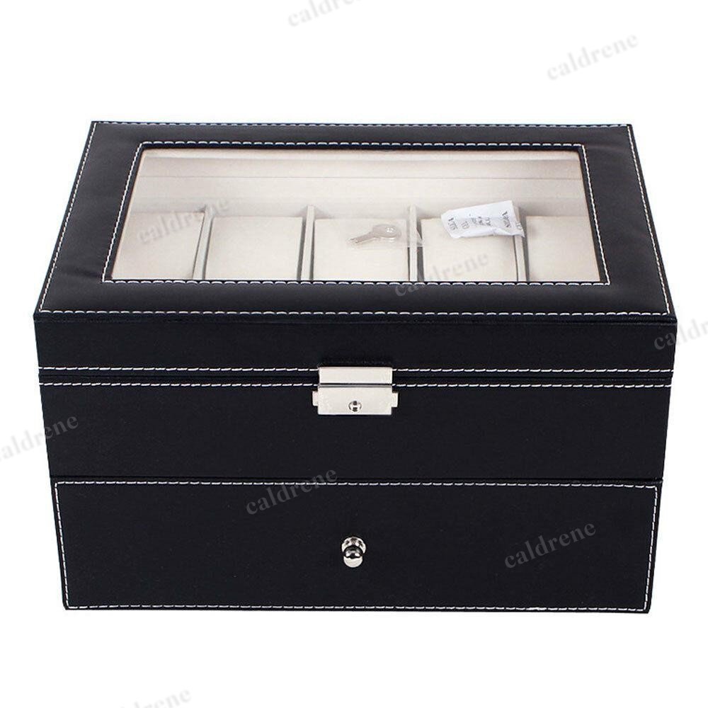 20-Slot Leather Watch Box with Glass Top – view 5