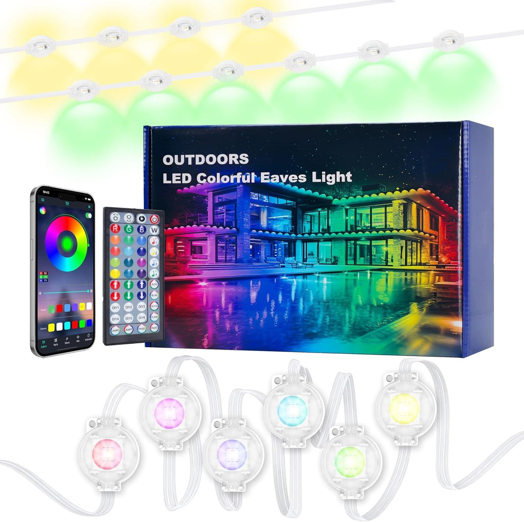 200 FT Permanent Outdoor RGB Eave Lights with App and Remote