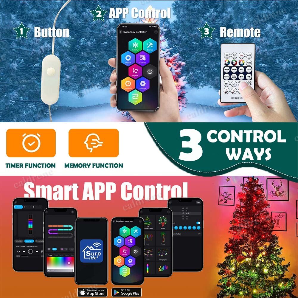 200 LED Christmas Tree Waterfall Lights, Color Changing – view 4
