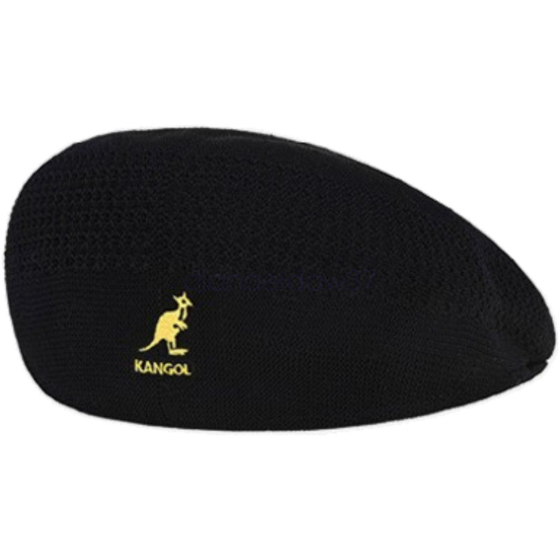 2026 SALE Summer Breathable Newsboy Woven Flat Caps Casual Men Women Beret Hat – Black+Gold Logo