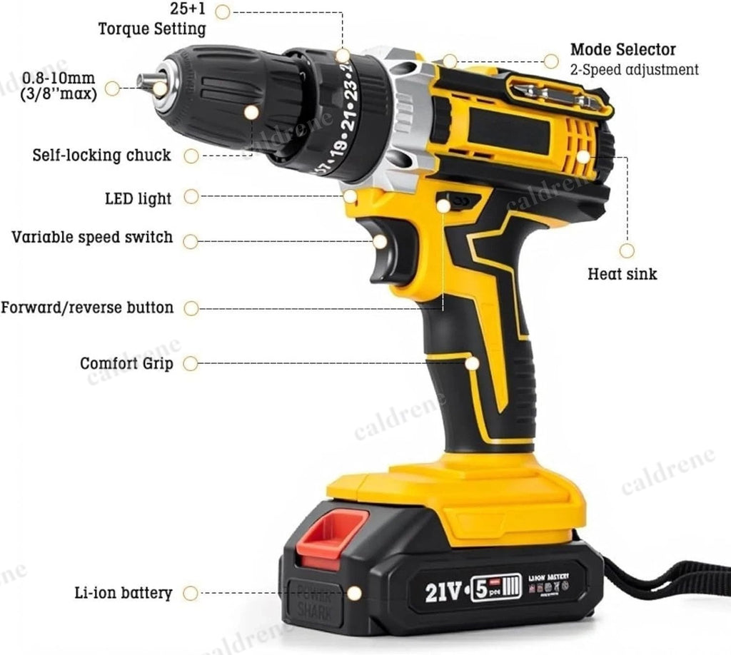 21V Cordless Drill Driver with Keyless Chuck and Work Light Kit – view 7