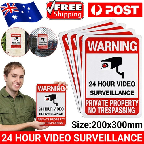 2PCS 24 Hour Video Surveillance No Trespassing Signs