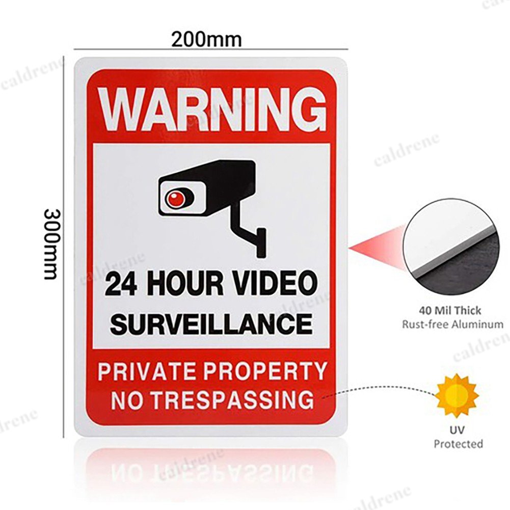 2PCS 24 Hour Video Surveillance No Trespassing Signs – view 2