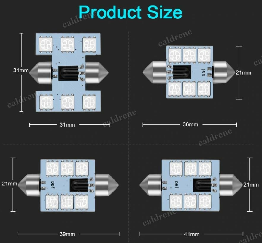 2X 31MM Festoon LED RGB Car Interior Light Bulbs with Remote Control – view 3