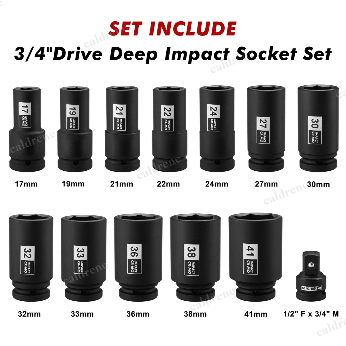 3/4 Drive Deep Impact Socket Set Jumbo Metric 17-41mm, 13 Piece – view 3