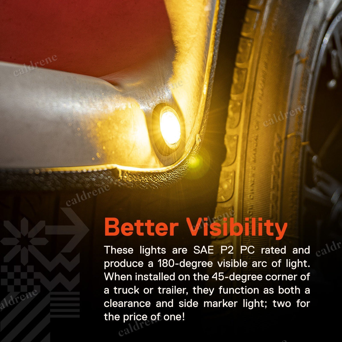 3/4 Inch Round Amber LED Trailer Marker Lights, 10 Pack – view 3