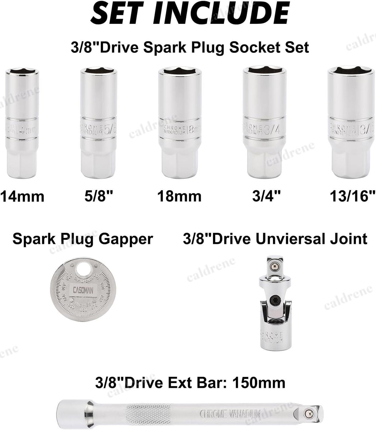3/8 Drive Spark Plug Socket Set with Extension Bar, 8 Piece – view 2